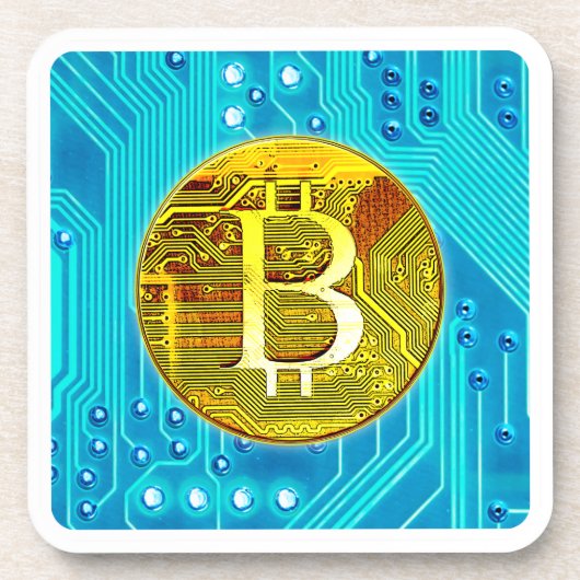 暗号通貨ビットコインおよび回路基板 コースター (正面)