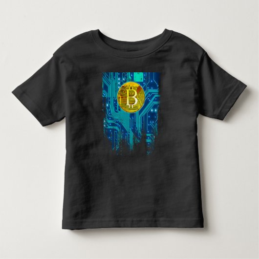 暗号通貨ビットコインおよび回路基板 トドラーTシャツ (正面)
