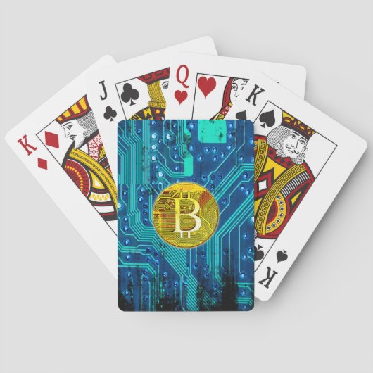 暗号通貨ビットコインおよび回路基板 トランプ (裏面)