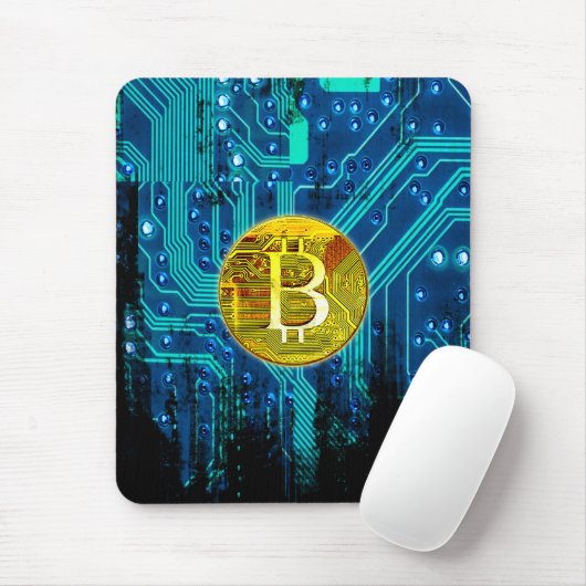 暗号通貨ビットコインおよび回路基板 マウスパッド (マウス)