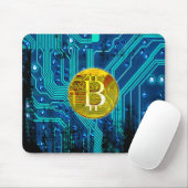 暗号通貨ビットコインおよび回路基板 マウスパッド (マウス)