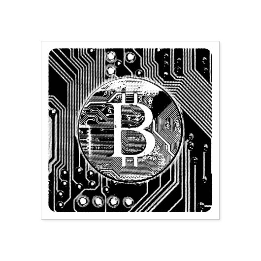 暗号通貨ビットコインおよび回路基板 ラバースタンプ (インプリント)