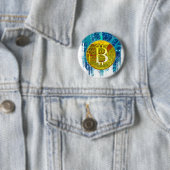 暗号通貨ビットコインおよび回路基板 缶バッジ (インサイチュ)
