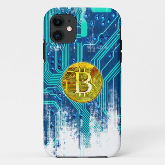 暗号通貨ビットコインおよび回路基板 Case-Mate iPhoneケース (裏面)