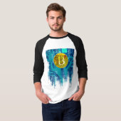 暗号通貨ビットコインおよび回路基板 Tシャツ (正面フル)