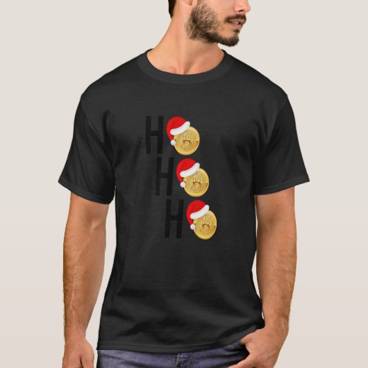 暗号通貨ビットコインクリスマスクリプトサンタキャップ Tシャツ (正面)