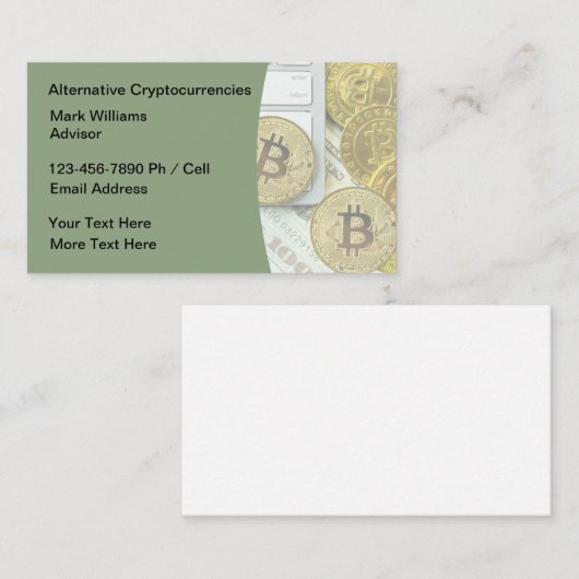 暗号通貨ビットコイン投資テーマ 名刺 (正面/裏面)