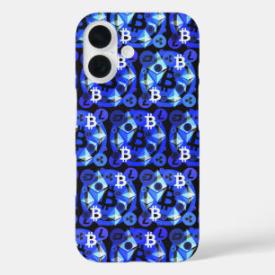 暗号通貨ブルーデジタルマネーパターン iPhone 16ケース