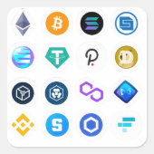 暗号通貨ロゴコレクション スクエアシール (正面)