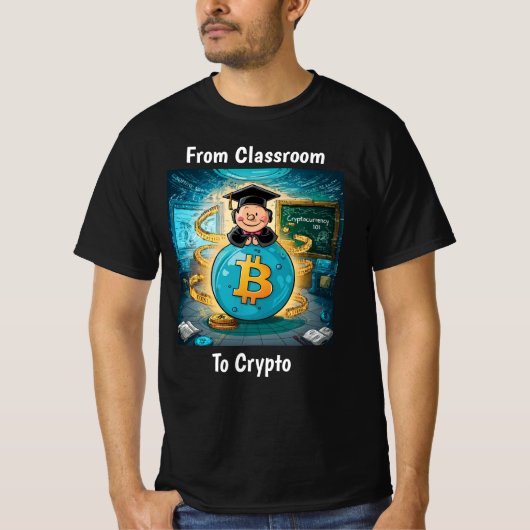 暗号通貨卒業パーソナライズされた黒 Tシャツ (正面)