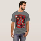 暗号通貨赤い黒いマネーパターン Tシャツ (正面フル)