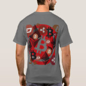 暗号通貨赤い黒いマネーパターン Tシャツ (裏面)