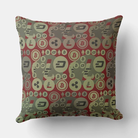 暗号通貨赤ゴールデンマネーパターン アウトドアクッション (裏面)