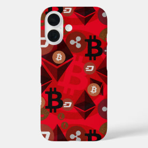 暗号通貨赤デジタルマネーパターン iPhone 16ケース