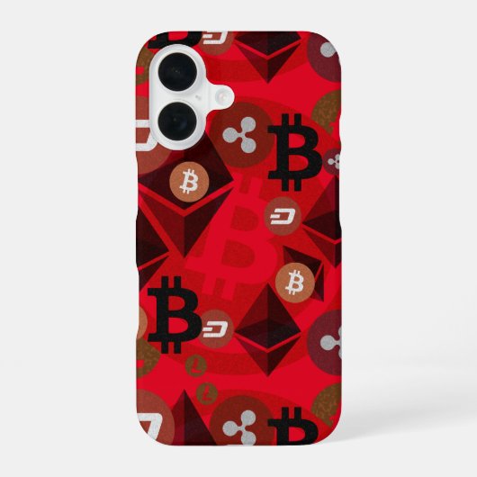 暗号通貨赤デジタルマネーパターン iPhone 16ケース (裏面)