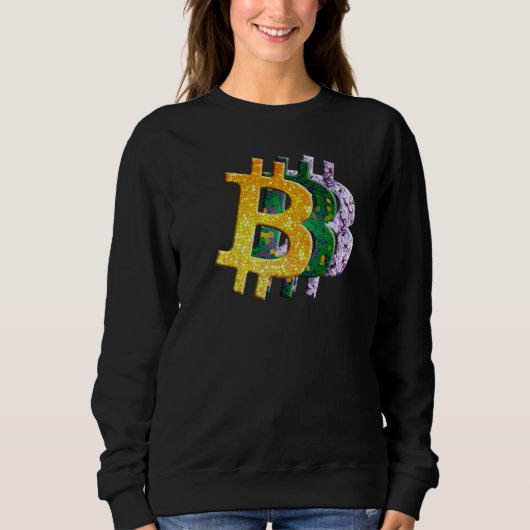 暗号通貨黄緑ステンドグラス薄紫Bi スウェットシャツ (正面)