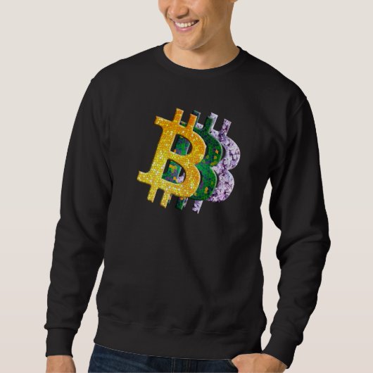 暗号通貨黄緑ステンドグラス薄紫Bi スウェットシャツ (正面)