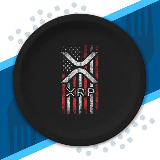 暗号通貨 – XRP暗号通貨アメリカンフラグ ペーパープレート