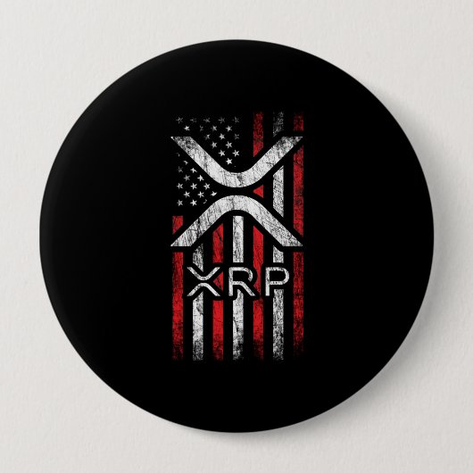 暗号通貨 – XRP暗号通貨アメリカンフラグ 缶バッジ (正面)