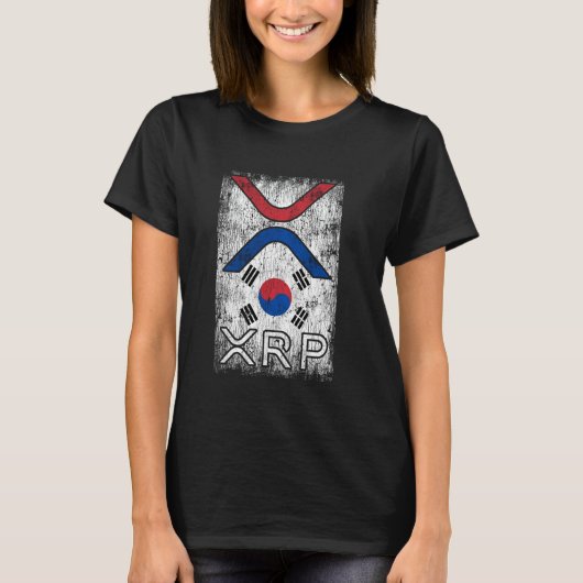 暗号通貨 – XRP暗号通貨 – 韓国語フラグ Tシャツ (正面)