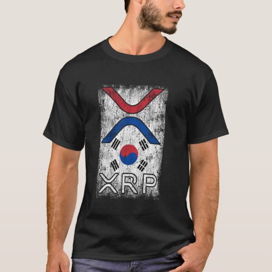 暗号通貨 – XRP暗号通貨 – 韓国語フラグ Tシャツ (正面)