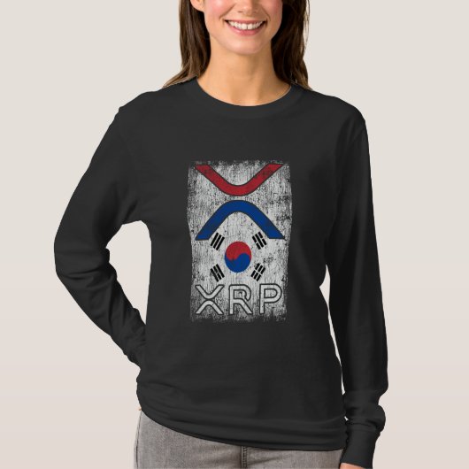 暗号通貨 – XRP暗号通貨 – 韓国語フラグ Tシャツ (正面)