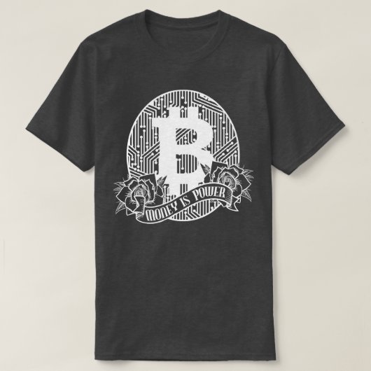暗号通貨Bitcoin BTCトレーダーお金は力である Tシャツ (デザイン正面)
