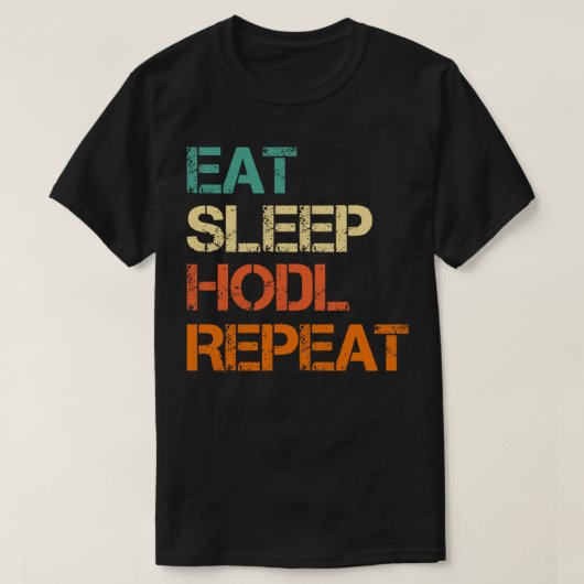 暗号通貨Crypto BitcoinスリープHODLおもしろい食べをスリープする Tシャツ (デザイン正面)