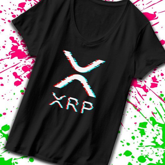 暗号通貨XRPグリッチ暗号通貨ミーム Tシャツ