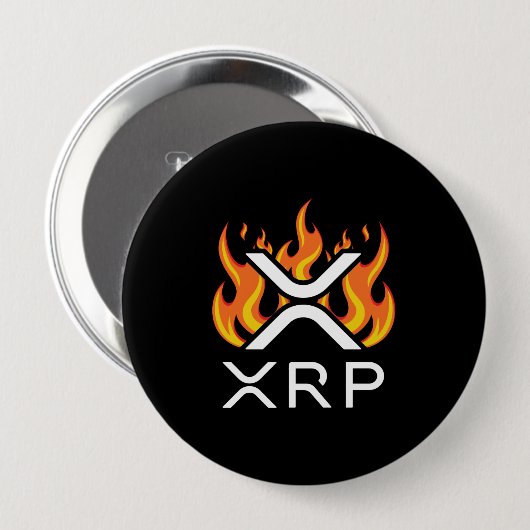 暗号通貨XRP暗号オレンジの炎の炎の融解 缶バッジ (正面&裏面)