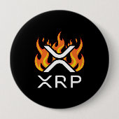 暗号通貨XRP暗号オレンジの炎の炎の融解 缶バッジ (正面)