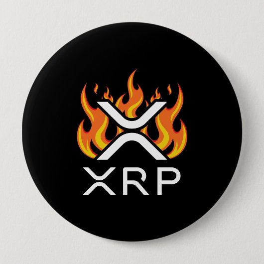暗号通貨XRP暗号オレンジの炎の炎の融解 缶バッジ (正面)