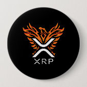 暗号通貨XRP暗号オレンジ上昇フェニックス 缶バッジ (正面)