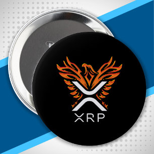 暗号通貨XRP暗号オレンジ上昇フェニックス 缶バッジ