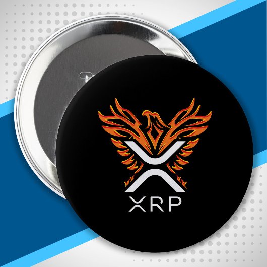 暗号通貨XRP暗号オレンジ上昇フェニックス 缶バッジ