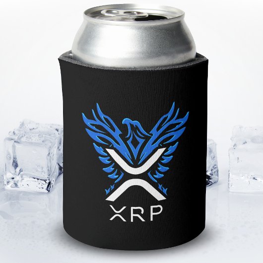暗号通貨XRP暗号ロゴブルーライジングフェニックス 缶クーラー