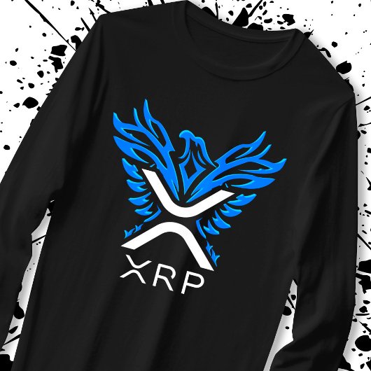 暗号通貨XRP暗号ロゴブルーライジングフェニックス Tシャツ