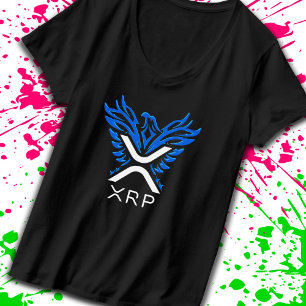 暗号通貨XRP暗号ロゴブルーライジングフェニックス Tシャツ