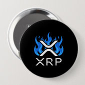 暗号通貨XRP Crypto Blue Flames Fire Melt 缶バッジ (正面&裏面)
