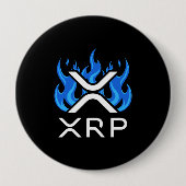暗号通貨XRP Crypto Blue Flames Fire Melt 缶バッジ (正面)