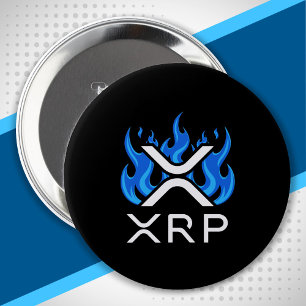 暗号通貨XRP Crypto Blue Flames Fire Melt 缶バッジ
