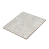 暗灰色のアイボリーのレースのDoilyの中立曼荼羅のプリント タイル (側面)