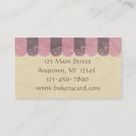 暗灰色のピンクのカップケーキのベーカリーの名刺 名刺 (裏面)
