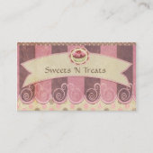 暗灰色のピンクのカップケーキのベーカリーの名刺 名刺 (正面)