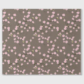 暗灰色のピンクの日本のな桜の枝 ラッピングペーパー (フラット)