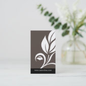暗灰色の灰色の葉のサロンのスパの名刺 名刺 (スタンド正面)