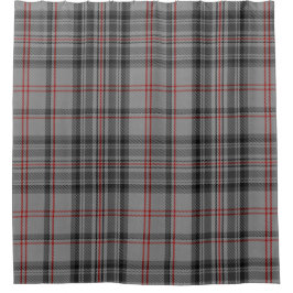 暗灰色の灰色の赤く黒く大きいタータンチェック格子縞の点検 シャワーカーテン