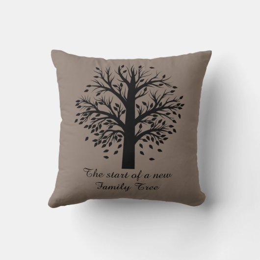 暗灰色の系譜、黒い木、8つの名前及び日付 クッション (裏面)