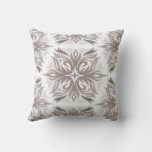 暗灰色の色合いの抽象的な花パターン クッション (裏面)