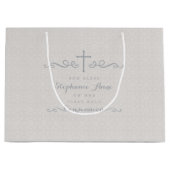 暗灰色の花柄パターンの聖餐の華美な十字 ラージペーパーバッグ (正面)